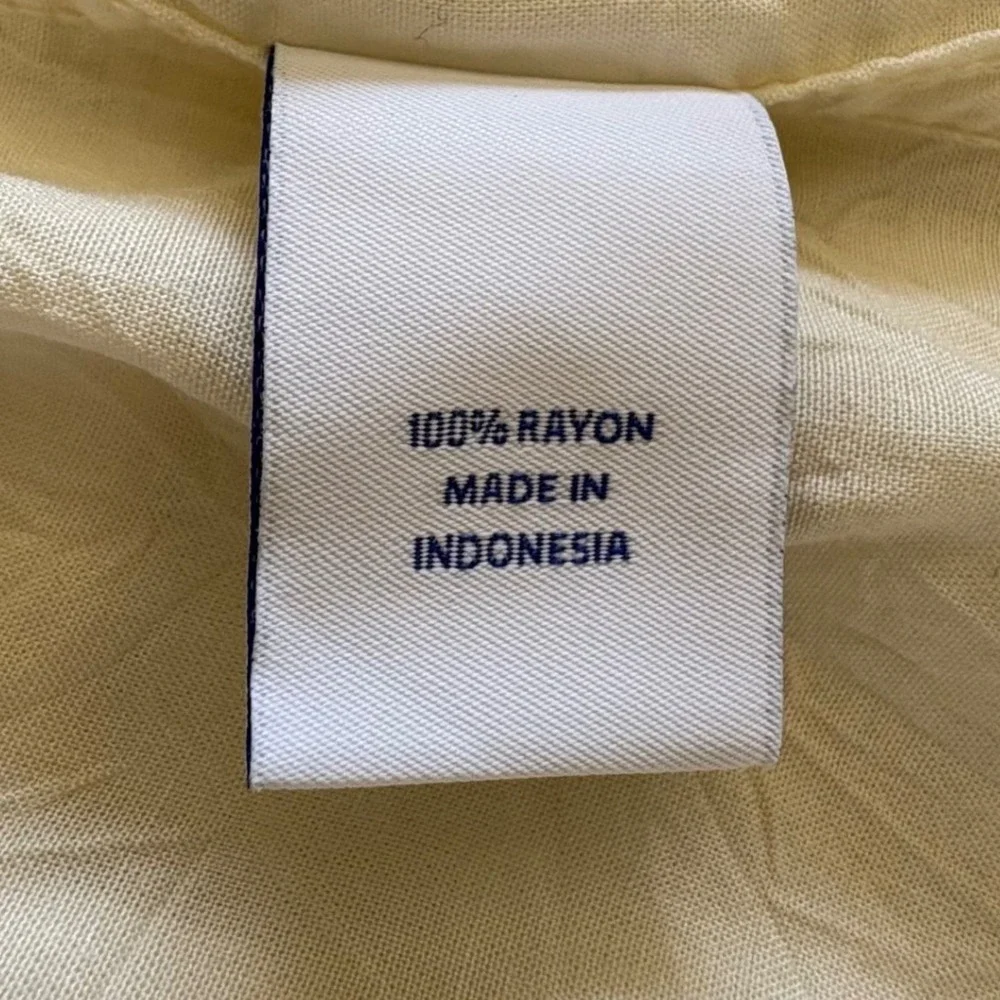 Vtg‎ Caribbean Rayon Camp Shirt XL Cream Vertical Floral Embroidery Soft Drape